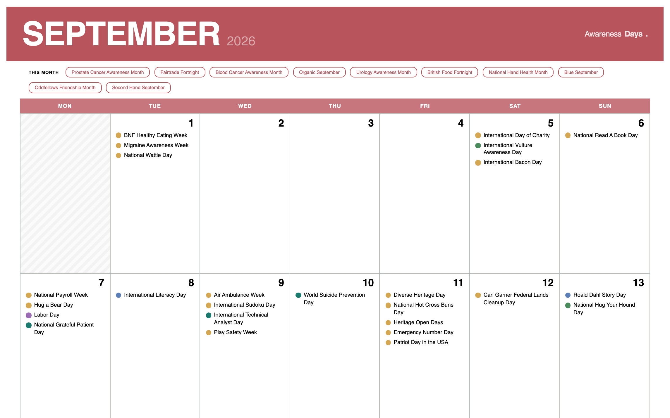 Monthly Calendar