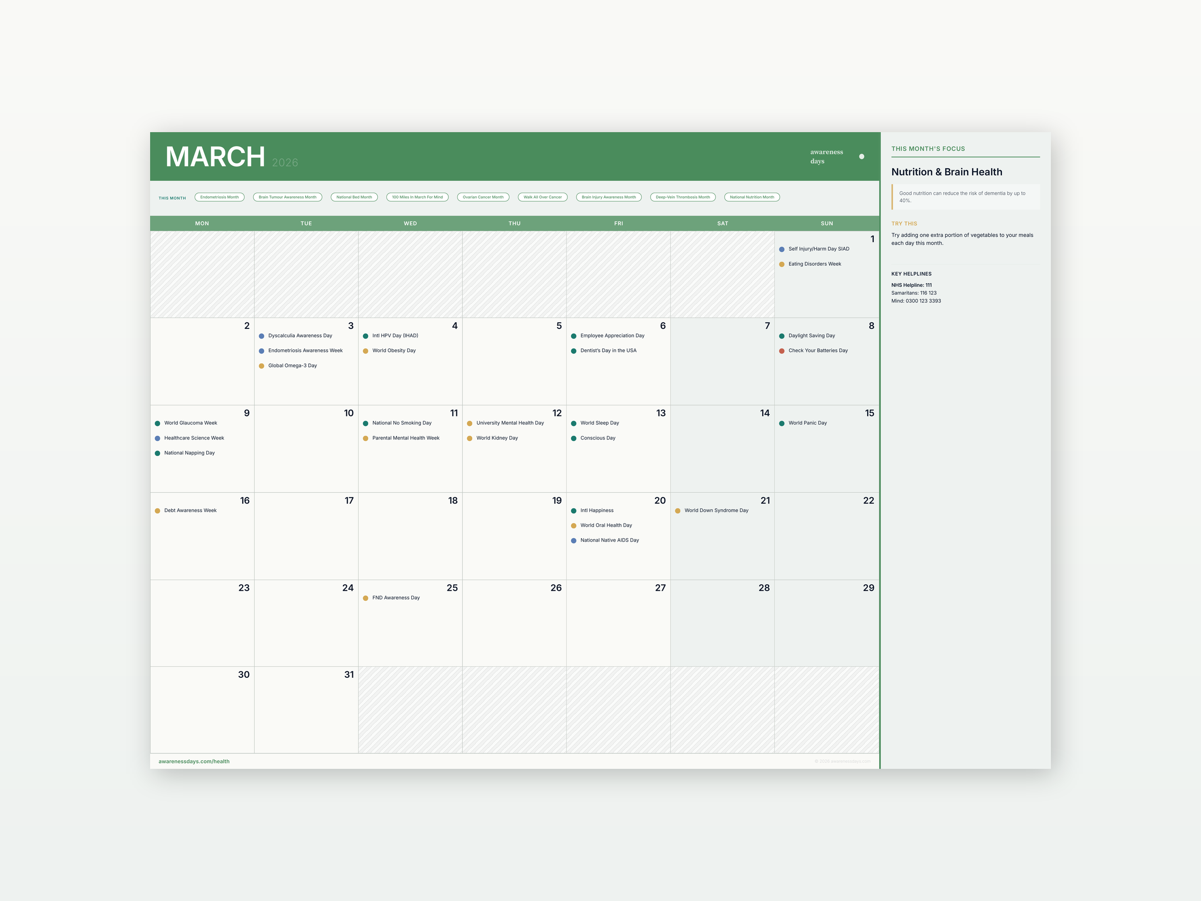 Health & Wellbeing Calendar